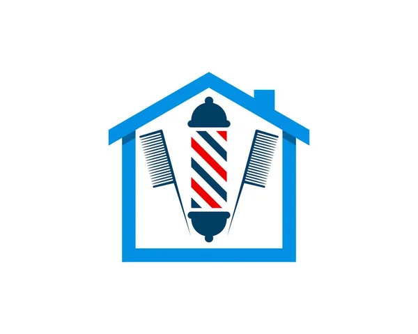 Casa Semplice Con Simbolo Barbiere Pettine — Vettoriale Stock
