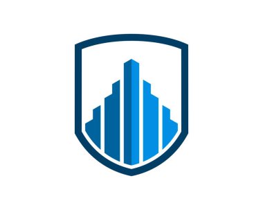 İçinde soyut şehir binası olan basit bir kalkan.