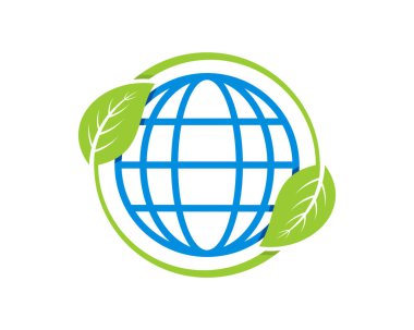 Çemberin içindeki mavi küre yeşil yaprak