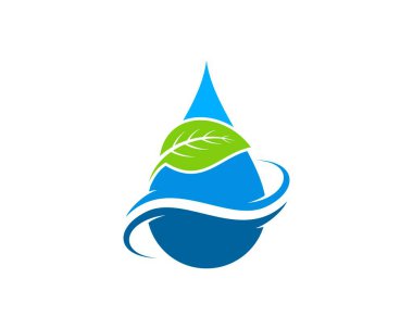 Su damlası ve içinde doğa yaprağı var.