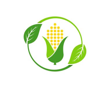 İçinde soyut mısır bulunan dairesel doğa yaprağı.