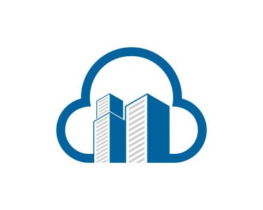 İçinde şehir binası olan basit bir bulut