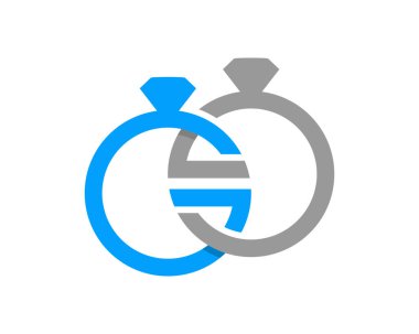İki halka mücevher bağlantısı vektör logosu