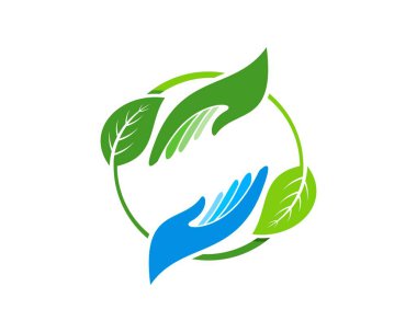 İçinde el bakımı olan dairesel doğa yaprağı.