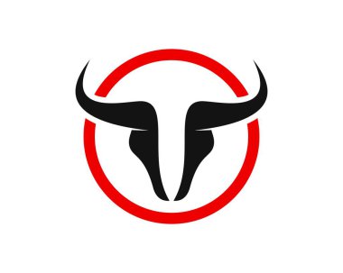 Daire şeklinde ve içinde soyut bir boğa kafası var.