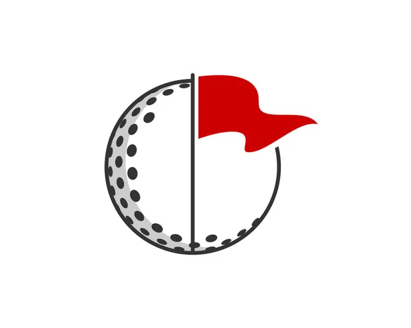 Golfball Mit Roter Fahne Der Mitte — Stockvektor