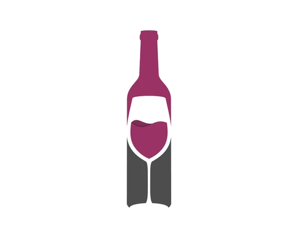 Copo Vinho Logotipo Forma Garrafa Vinho — Vetor de Stock