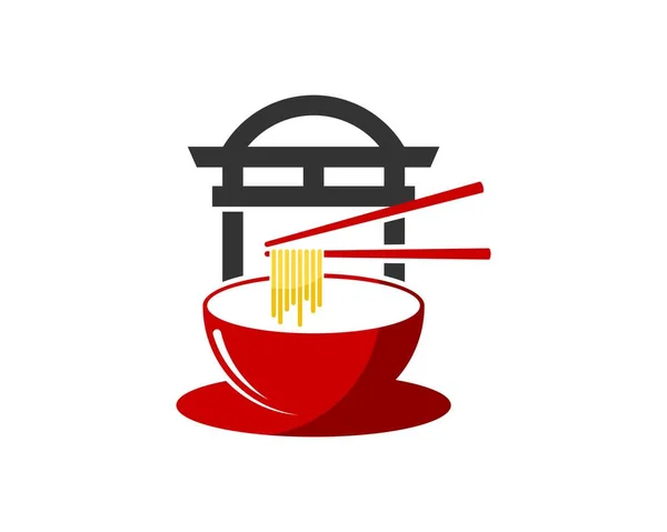 Guard China Noodle Red Bowl — Stock Vector