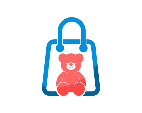 Eenvoudige Papieren Tas Met Roze Teddybeer Binnenin — Stockvector