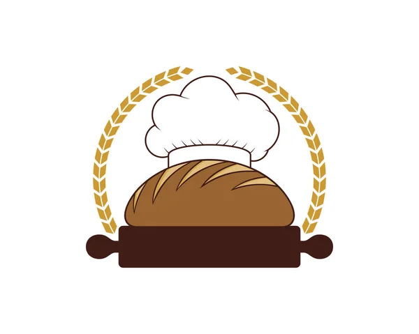 Panadería Con Sombrero Chef Trigo Círculo Detrás — Vector de stock