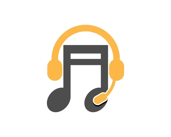 Note Musique Avec Logo Illustration Vectoriel Casque Jaune — Image vectorielle