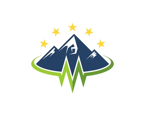 Βουνό Και Αστέρι Swoosh Αρχικό Γράμμα — Διανυσματικό Αρχείο