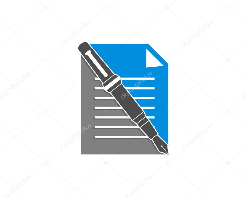 Pen in the file document vector illustration