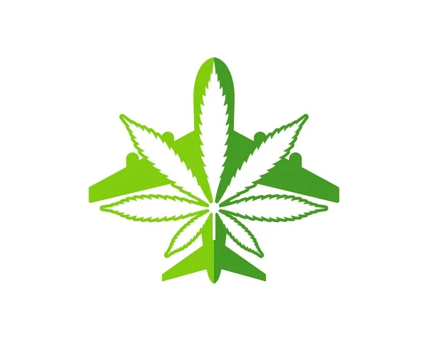 Avión Transporte Con Hoja Cannabis Dentro — Vector de stock