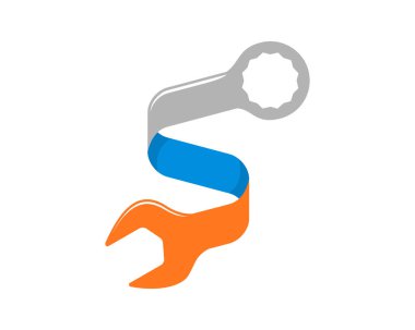 İngiliz anahtarı onarım şekilli S Harfi kurdelesi.