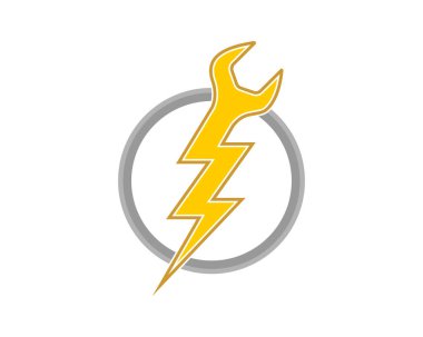 Çemberin içinde elektrik sembolü olan İngiliz anahtarı