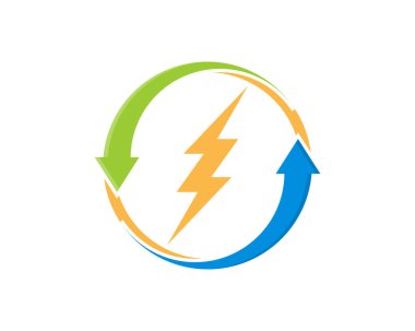 Electricity in the recycle arrow clipart