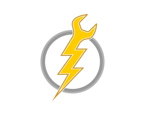 Llave Con Símbolo Electricidad Círculo — Vector de stock