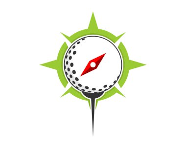 Golf topu ve golf sopası pusula logosunda.