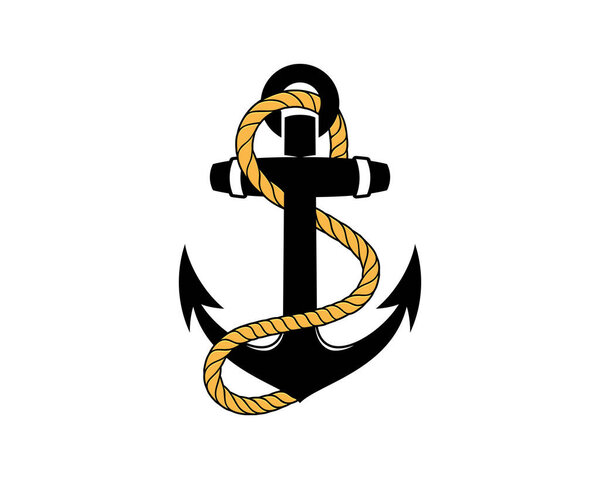 Anchor with a rope surrounding illustration