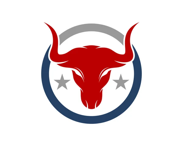 Testa Toro Rosso Nel Logo Cerchio — Vettoriale Stock
