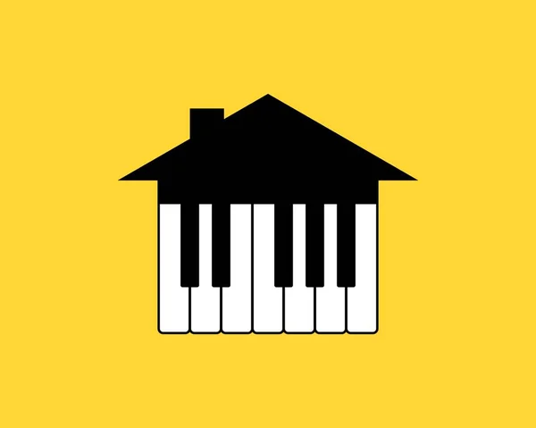 Enkelt Hus Med Pianoblock Inuti — Stock vektor