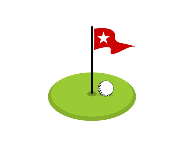 Golfvlag Golfbal Het Groene Veld — Stockvector