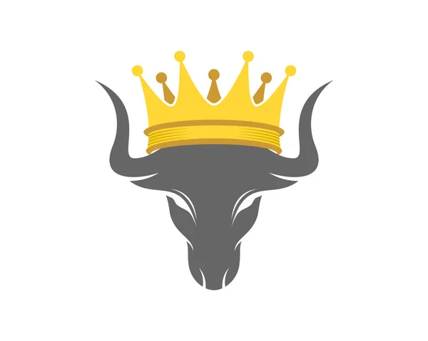 Tête Taureau Avec Logo Couronne Roi — Image vectorielle
