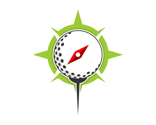 Golfboll Och Tee Kompassens Logo — Stock vektor