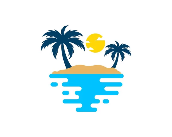 Streszczenie Wody Morskiej Wyspą Palmy Słońca — Wektor stockowy