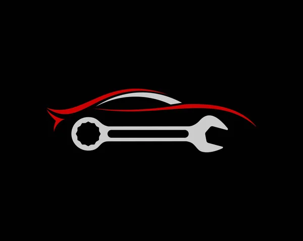 Línea Del Coche Con Logotipo Reparación Llave — Vector de stock