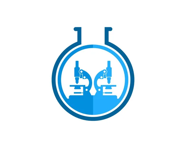 Laboratório Garrafas Simples Com Microscópio Laboratório Duplo Dentro —  Vetores de Stock