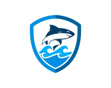 Denizde zıplayan köpekbalığıyla basit bir kalkan.