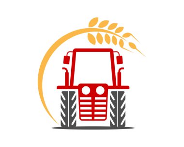 Çiftlik traktörü ve buğday vektörü çizimi