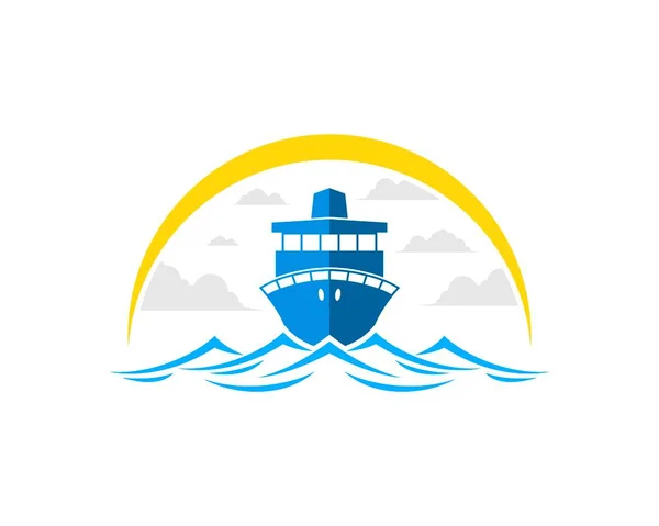 Yolcu Gemisi Sarı Dalgalı Deniz Dalgası — Stok Vektör