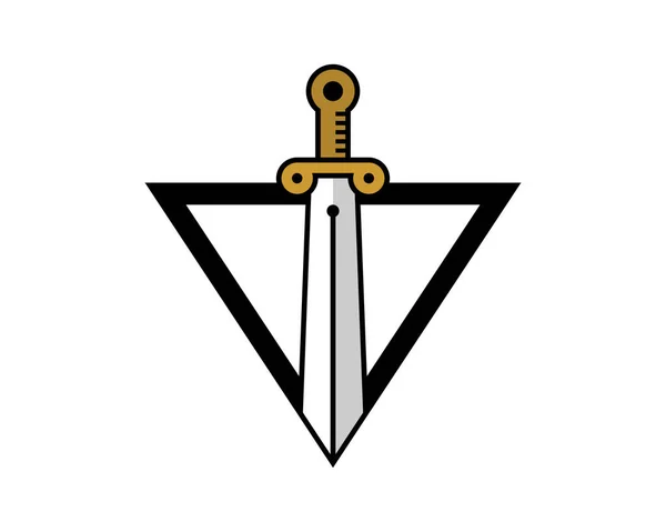 Combination Pen Sword Triangle Logo — Vector de stock