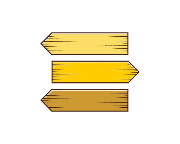 Three Wooden Arrow Direction Vector Illustration — 스톡 벡터