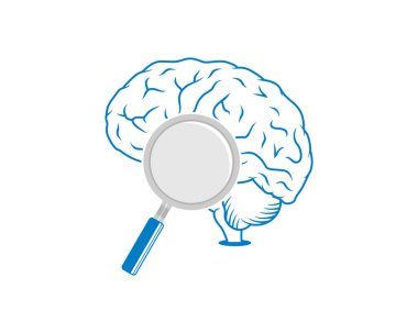 İnsan beyninin logosunda büyüteç