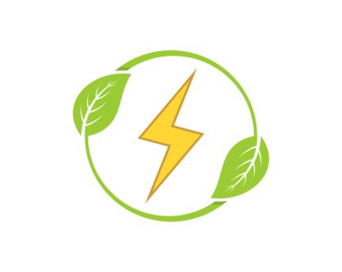 Çemberin yeşil yaprağında elektrik sembolü