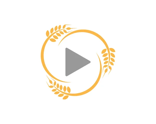 Circular Wheat Farm Media Play Button Middle — 스톡 벡터