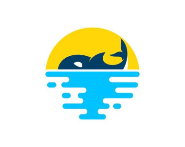 Balinalı ve günbatımlı soyut deniz