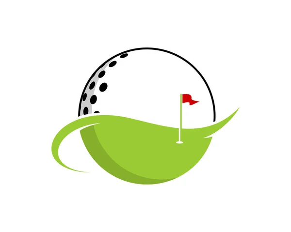 Kombination Golfplatz Mit Golfball Logo — Stockvektor