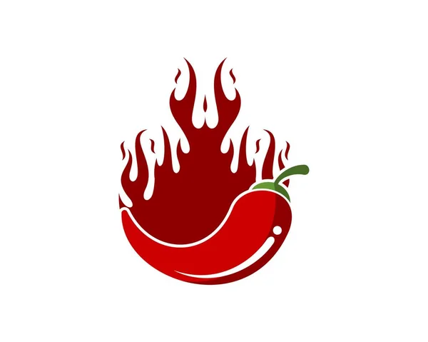Piment Rouge Chaud Avec Flamme Feu Derrière — Image vectorielle