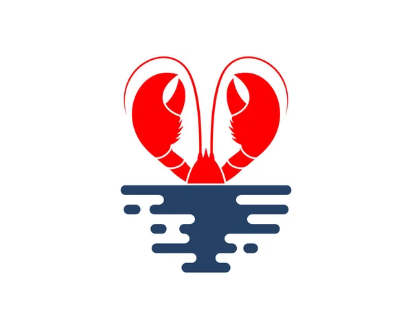 Langosta Agua Ilustración Logo — Vector de stock