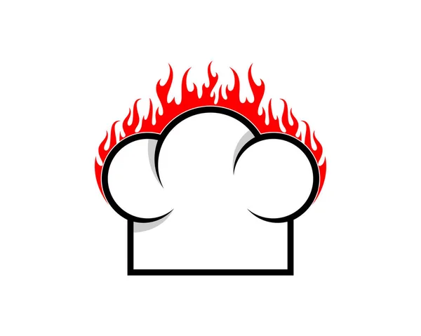 Kokken Hat Med Brand Flamme Logo – Stock-vektor