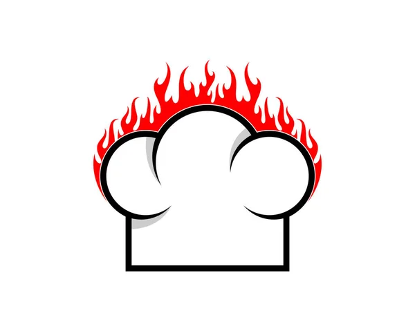 Chapeau Chef Avec Logo Flamme Feu — Image vectorielle