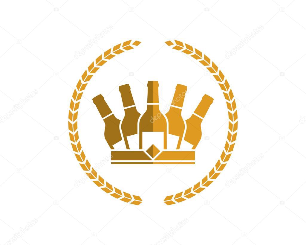 Circular wheat with luxury crown wine inside