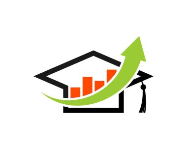 Mezuniyet şapkası ve içinde ok var.