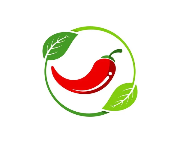 Körkörös Természet Levél Piros Chili Belül — Stock Vector