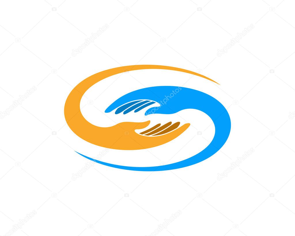 S Letter with helping hands vector illustration